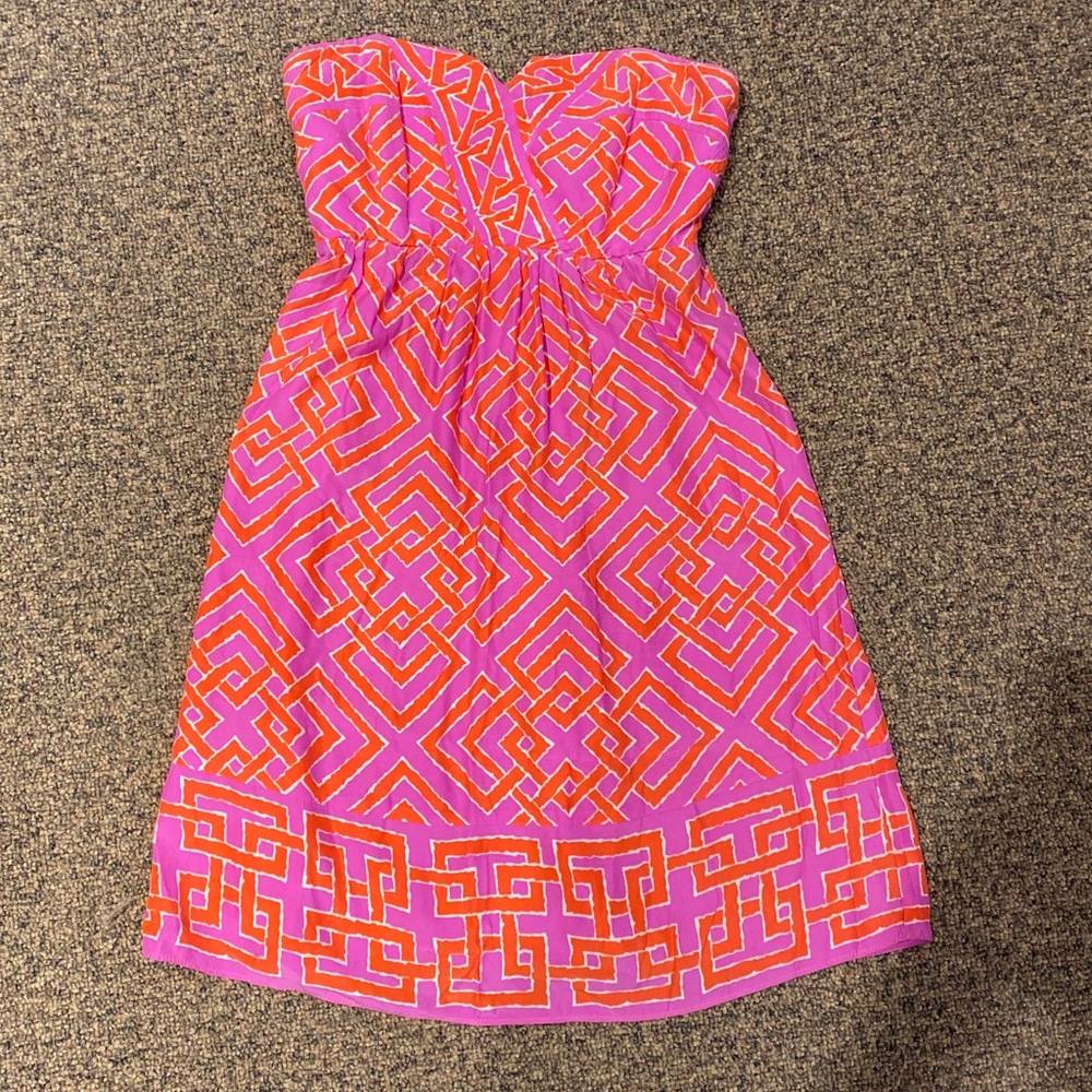 🍀 Alice & Trixie Strapless Pink & Orange Dress